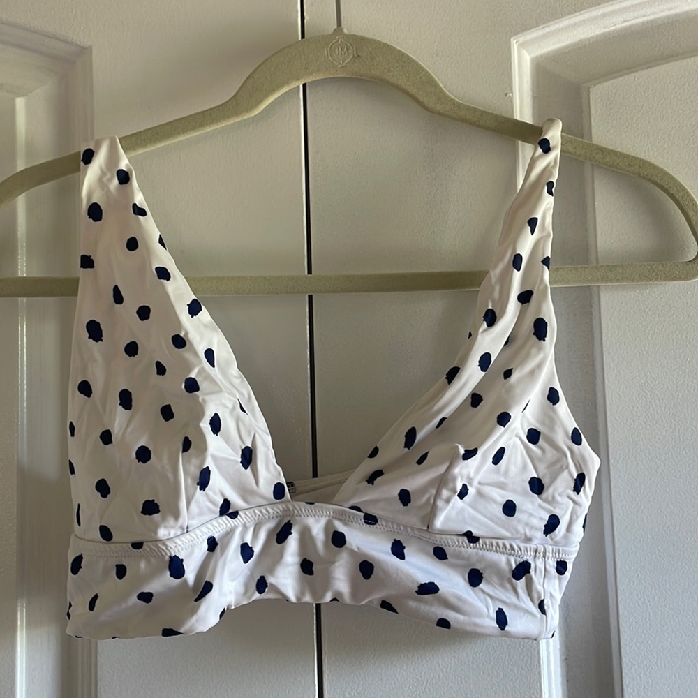 ASOS Design White and Blue Polka Dot Bikini Top (Size 4)